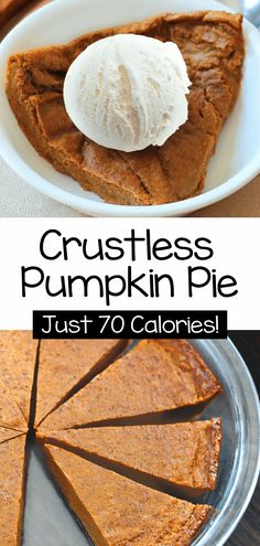 crustless pumpkin pie with whipped cream on top