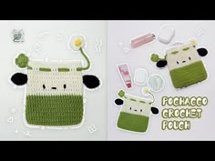 two crocheted items are shown with the same pattern as they appear in this video