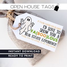 an open house tag on top of a bag with the text, if you love to show you a fabolious real estate experience