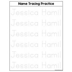 handwriting practice sheet with the names and numbers for children to use in their writing skills