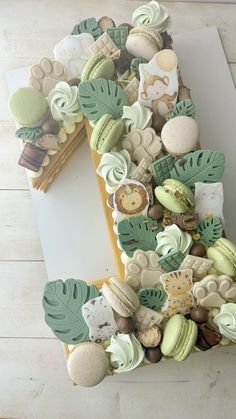 a letter made out of cookies and pastries