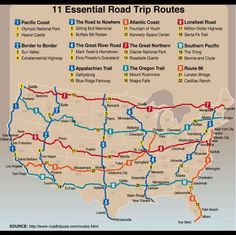 the road trip route map is shown in blue