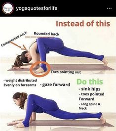 a woman doing yoga poses with the words instead of this