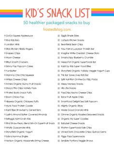 the list for kids's snack list