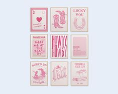 six pink and white greeting cards with the words lucky you