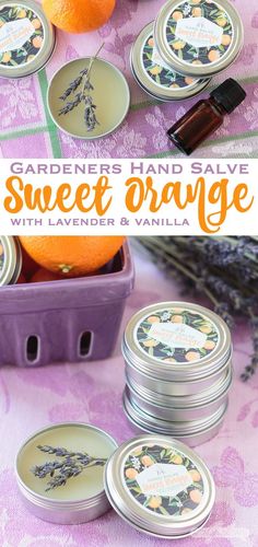 If your hands are dry and chapped from gardening, housework or being out in the elements, try this soothing homemade healing salve made with natural ingredients. It's scented with sweet orange and lavender essential oil, with a touch of vanilla. #diybeauty #essentialoils #lavender #sweetorange #gardening #naturalbeauty #dryskin #vanilla Homemade Healing Salve, Hand Salve, Diy Essentials