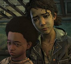 the walking dead season 2 screenshots with two young people in front of them