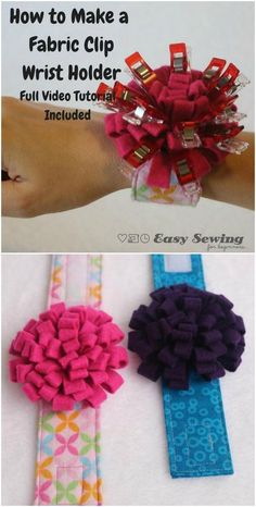 the instructions for how to make a fabric clip wrist holder with video instructions and pictures