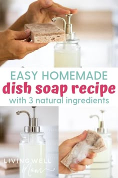 homemade dish soap recipe with 3 natural ingredients