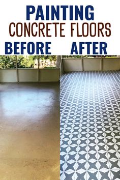 the before and after of painting concrete floors