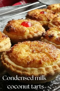 If you like coconut desserts then you are going to love this Condensed Milk  Coconut Tarts. A buttery shortcrust base filled with sweet coconut filling makes up this all-time classic dessert. Heavenly Dessert Recipe, Coconut Filling, Coconut Tart, Favorite Pie Recipes, Coconut Cake Recipe, Coconut Desserts