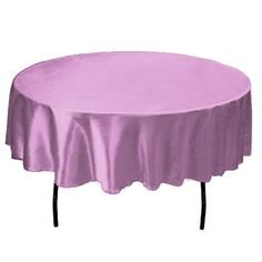 a round table with a purple cloth on it