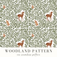 the cover for woodland pattern, featuring deers and leaves