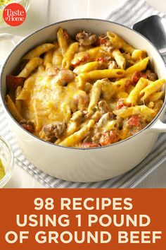 the book cover for 28 recipes using 1 pound of ground beef to make an entree