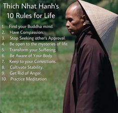 a man in a monk's outfit with the words 10 rules for life