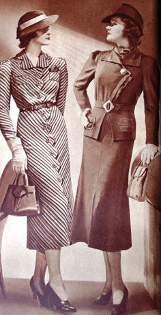 1930s Travel Fashion, 1930s Winter Fashion, Vintage Womens Fashion, 1938 Fashion, Vintage Classy Outfits, Fashion 40s, History Of Fashion