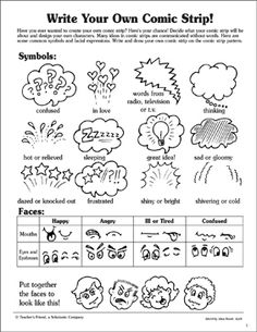 the writing worksheet for kids to learn how to write and draw comic characters