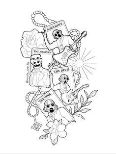 day of the dead coloring page with skulls and roses on it, including an image of a