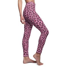 Pink Leopard Women's Casual Leggings Crisp imagery, vibrant colors and a soft touch - these elastic skinny fit leggings are perfect for any casual occasion in life.   .: 95% Polyester brushed suede 5% Spandex .: Skinny fit .: Tagless .: White thread color .: Runs true to size .: NB! Black color prints may appear in a greyish tone .: Assembled in the USA from globally sourced parts Trendy Elastane Yoga Leggings, Pink Stretch Tights For Fall, Pink Tight Leggings For Fall, Casual Pink Leggings For Fall, Pink Tight Bottoms For Fall, Pink Tight Fit Leggings For Fall, Pink Tight Fit Bottoms For Fall, Tight Pink Bottoms For Fall, Full Length Pink Leggings