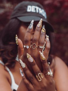 The Aesthetic – Coveted Claws LLC Pearl Fall Nails, Bling Nail Art Rhinestones, Winter Party Nails, Elegant Short Nails Classy, White Foil Nails, Deep V Cut French Tip Nails, Junk Nails Bling Medium, Short Nails Rhinestones, Pearl And Gold Nails