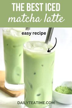 the best iced matcha latte recipe is easy to make and tastes just as good as it looks