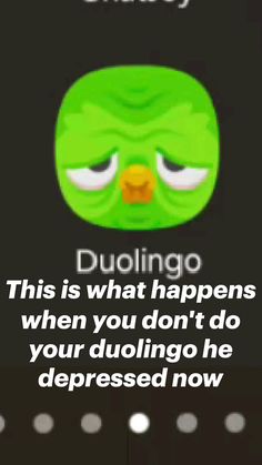 an angry green bird with the words dulingo on it's back ground