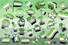 many different green and white stickers are arranged in the shape of an animal's head