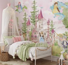 Watercolor Castle with Fairytale Princess, Prince, Fairy Dragons and Unicorns Mural for the Nursery and Kids room. Cute Girls Pink Purple Green Wallpaper Wallcovering Our other stores:  CostaCover https://www.etsy.com/shop/CostaCover LoveArtPoster https://www.etsy.com/shop/LoveArtPoster All Wall Murals are made in separate 24in wide sheets for ease of application. ◾ MATERIALS ◾ We use only Genuine Water-Based NON-Solvent Inks, Class "A" Flame Resistant and GREENGUARD GOLD Certified Materials.  * Peel and Stick Vinyl: Smooth. Matte finish. Removable and repositionable for smooth surfaces. For long or short-term installations. * Peel and Stick Canvas Vinyl: Canvas texture. Matte finish. Removable and repositionable for smooth surfaces. For long or short-term installations. * Peel and Stick P Prince Fairytale, Pink Magic, Pink Castle, Room Girls, Magic Castle, Baby Wallpaper, Lilac Pink, Peel And Stick Vinyl, Pastel Watercolor