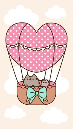 a couple of cats in a hot air balloon