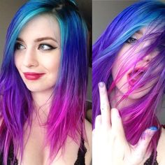 Hair Styles Blue, Pink Hair Mermaid, Blue Pink Hair, Purple And Blue Hair, Blue And Pink Hair, Fantasy Make-up, Unicorn Hair Color, Mermaid Hair Color