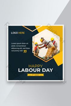 a happy labor day flyer with two workers