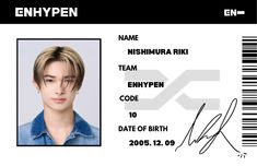 Enhypen
Id card
Riki
Niki Enhypen Crafts, Enhypen Template, Minion Card, Clear Phone Case Design, Uno Cards