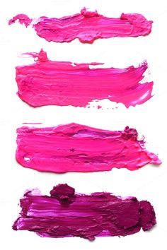 three different shades of pink paint on white background - stock photo - images in gallery