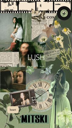 the collage has many different pictures and words on it, as well as flowers