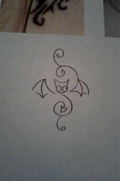 a drawing of a bat with swirls on it