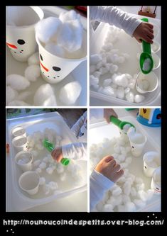 the process for making marshmallows is shown in four different pictures, including one being