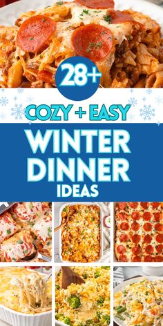 Winter dinner ideas photo collage with text overlay.