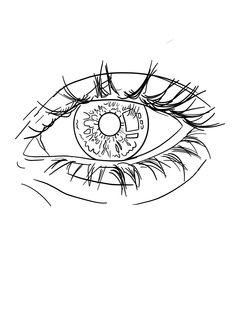 a drawing of an eye with the iris open