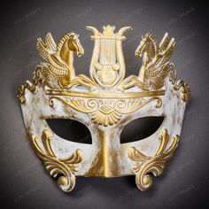 Product Description: The Roman Greek Emperor With Pegasus Horses Venetian Mask In White With Gold Brushed Mark. This Mask Is Made From High-Quality Materials And Is Molded To Perfection. The Classic Roman Greek Emperor Design Features Detailed Embellishments Of Pegasus Horses And Is A Timeless Piece That Can Also Be Decorated To Match Any Costume Or Wear As It.&Nbsp; Product Features &Bull; Made From Plastic With Plastic Plastered And Hand Crafted And Hand Painted.&Bull; Great For A Masquerade B White And Gold Mask, Bird Masquerade Mask, Masquerade Couple, Venetian Costumes, Masquerade Mask Black, Venetian Costume, Light Up Hats, Greek Costume, Venetian Masquerade Masks