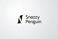 the logo for snazzy penguin is shown in black and yellow on a white background