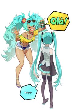 Brazilian Miku, Brazilian Twist, Miku Hatsune Vocaloid, Turquoise Hair, Vocaloid Characters, 영감을 주는 캐릭터, Cute Art Styles, Beach Vibes, Sketchbook Art Inspiration