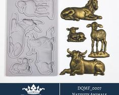 some animals and sheeps are in the shape of rubber stamps for crafts or papercrafting