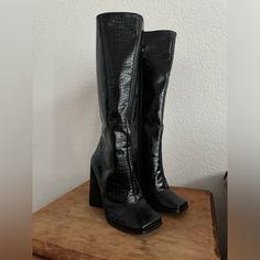 Never Worn Snake Print Boots, Print Boots, Black Snake, Snake Print, No Brand, Shoes Heels Boots, Shoes Women Heels, Knee High, Heeled Boots