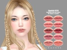 The Sims Resource - Lipstick A124 Sims 4 Makeup, Sims 4 Tattoos, Skin Details, Sims Games, Los Sims, Body Features