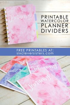 watercolor planner dividers with free printables