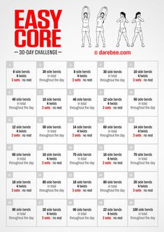 an easy to do workout plan for the 30 - day challenge, with instructions on how to