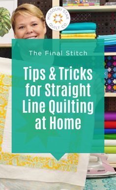 Watch this easy Quilting Tips and Tricks for Straight Line Quilting at Home tutorial. Are you finally ready to finish your beautifully pieced quilt top? Learn how to add just the right finishing touch to your projects with Natalie Earnheart of Missouri Star Quilt Co. How To Machine Quilt On A Home Machine, Easy Machine Quilting, Quilting Tricks, Quilt Basics, Straight Stitch Quilting, Easy Quilting Techniques, Msqc Tutorials, Missouri Quilt Tutorials