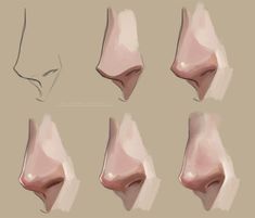 the different stages of nose surgery are shown in this drawing technique, which is easy to draw