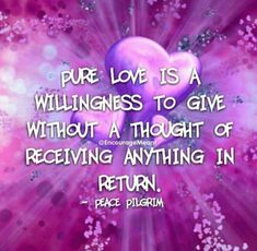 a purple background with an image of two hearts and the words, pure love is a will