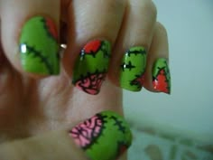 Pretty Nails Zombie Nails, Cute Zombie, Creative Nail Designs, Nails For Kids, Emo Scene, Dope Nails